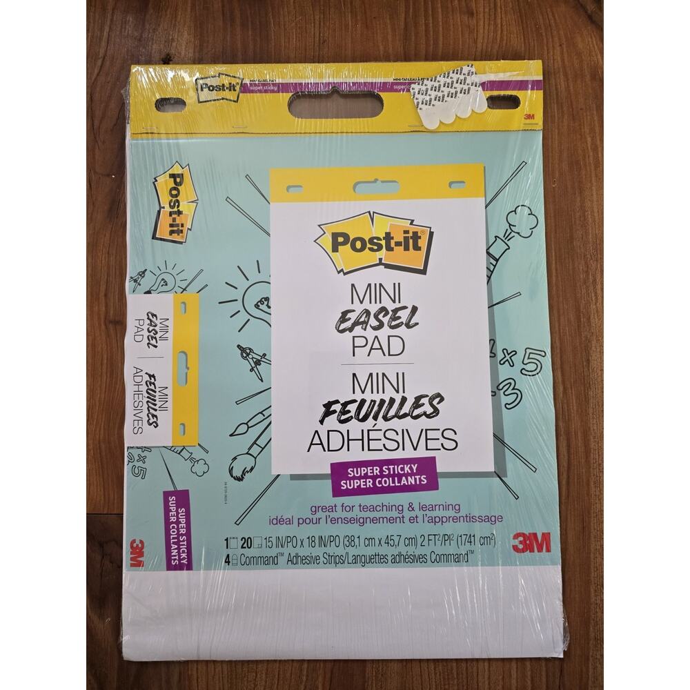 Post It Mini Easel Pad 3m 20 Pgs 18x15 2ft 4 Command Adhesive Strips s3
